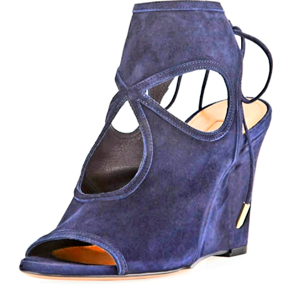 Aquazzura Sexy Thing Wedge. Cobalt. Size 39